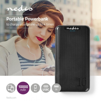 Powerbank | 10000 mAh | 1x 3.0 + 1x 2.1 + 1x 1.0 A | Outputs: 3 | Output: 1x USB-C™ / 2x USB-A | Inputs: 1x Micro USB / 1x USB-C™ | Lithium-Polymeer