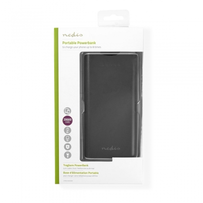 Powerbank | 20000 mAh | 2 USB-A uitgangen 3.1 A | micro-USB ingang | Zwart