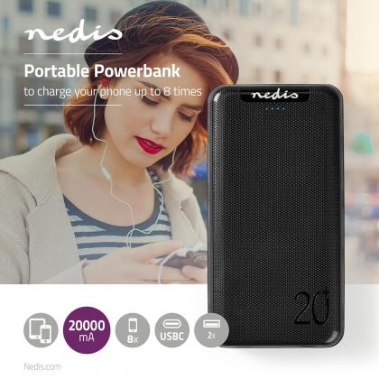 Powerbank | 20000 mAh | 1x 3.0 + 1x 2.1 + 1x 1.0 A | Outputs: 3 | Output: 1x USB-C™ / 2x USB-A | Inputs: 1x Micro USB / 1x USB-C™ | Lithium-Polymeer