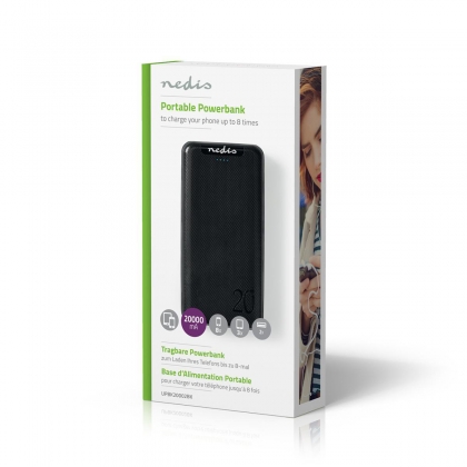 Powerbank | 20000 mAh | 1x 3.0 + 1x 2.1 + 1x 1.0 A | Outputs: 3 | Output: 1x USB-C™ / 2x USB-A | Inputs: 1x Micro USB / 1x USB-C™ | Lithium-Polymeer