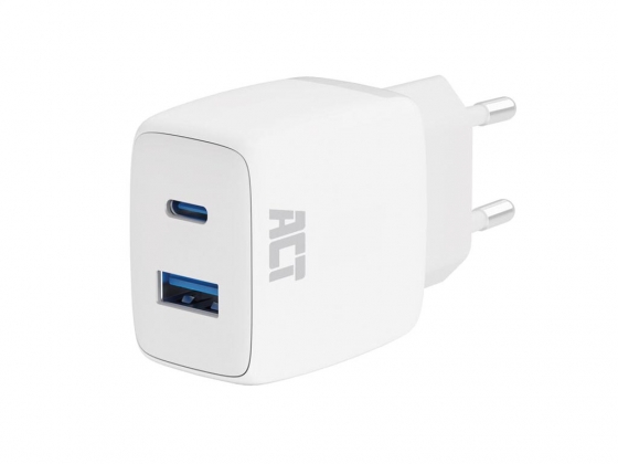 USB-C & USB-A Oplader 20W met Power Delivery PPS, Quick Charge, GaNFast