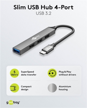 USB-C HUB NAAR  4-POORTS USB-A 5 MAX. Gbit/s