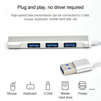 USB-hub | 4-poorts | USB 3.0 | wit - aluminium