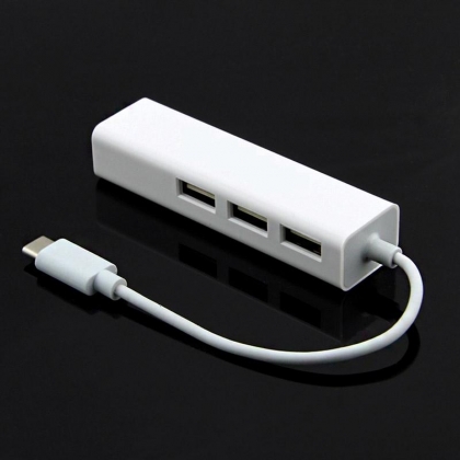 USB 3.1 C - RJ45 NETWERKADAPTER MET USB HUB