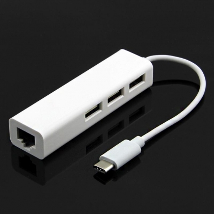 USB 3.1 C - RJ45 NETWERKADAPTER MET USB HUB