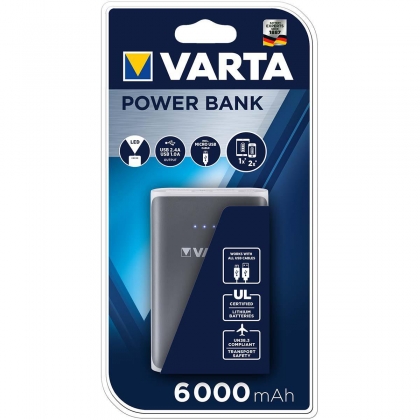 Draagbare Powerbank 6000 mAh Grijs