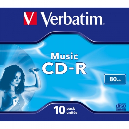 CD-R Audio 16x 700M 80min 10 Pack Jewel Case Mat Zilver