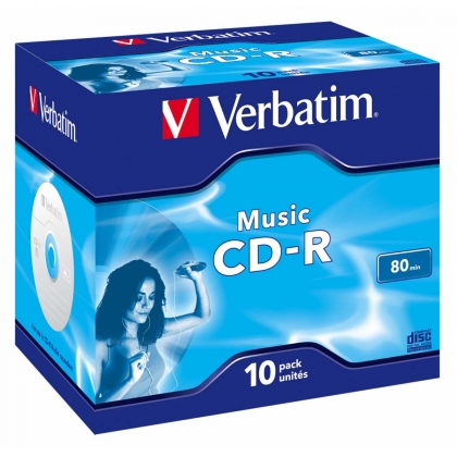 CD-R Audio 16x 700M 80min 10 Pack Jewel Case Mat Zilver