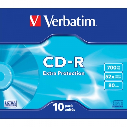CD-R 52x 700 MB 10 Pack Slim Case Extra Protection