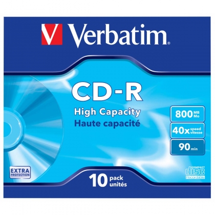 CD-R High Capacity 40x 800MB 10 Pack Jewel Case Extra Protection