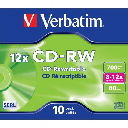 CD-RW 8-12x 700MB 10 Pack Jewel Case Mat Zilver