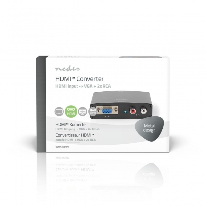 HDMI™-Converter | HDMI™ Input | VGA Female / 2x RCA Female | 1-weg | 1280x768 | 1.65 Gbps | Aluminium | Antraciet