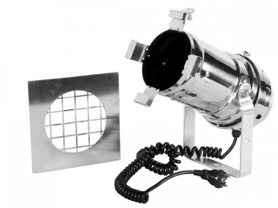 PAR46 PROJECTOR MET SPIRAALVORMIG VOEDINGSSNOER EN SCHUKO PLUG - CHROOM