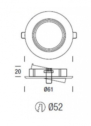 INBOUWSPOT GEBORSTELD RVS KANTELBAAR Ø35MM