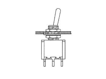 VERTICALE TUIMELSCHAKELAAR DPDT ON-OFF-ON - PCB TYPE