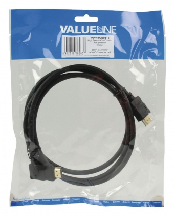 High Speed HDMI kabel met Ethernet HDMI-Connector - HDMI-Connector Haaks Links 1.50 m Zwart