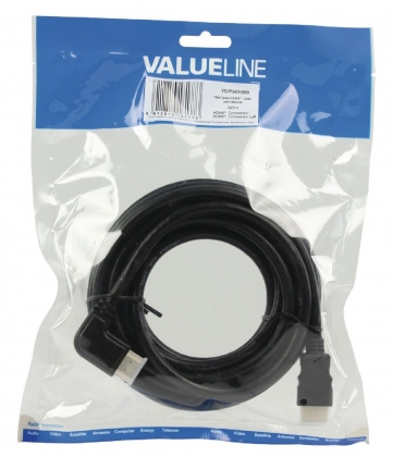 High Speed HDMI kabel met Ethernet HDMI-Connector - HDMI-Connector Haaks Links 5.00 m Zwart