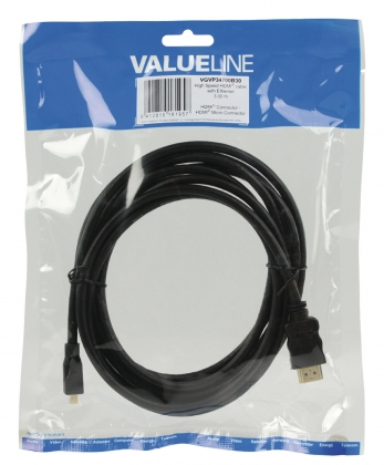 High Speed HDMI kabel met Ethernet HDMI-Connector - HDMI Micro-Connector Male 3.00 m Zwart