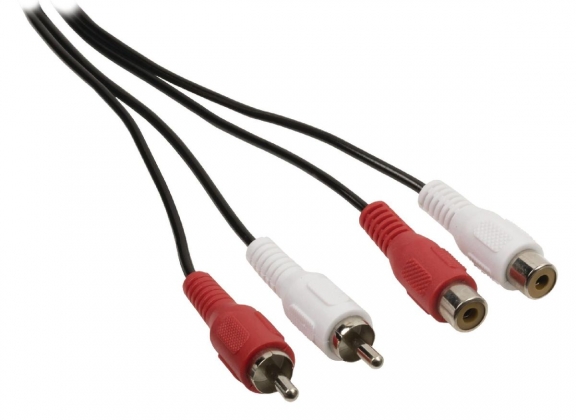 Stereo Audio Verlengkabel 2x RCA Male - 2x RCA Female 1.00 m Zwart