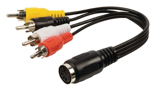 DIN-Audiokabel | DIN 5-Pins Female - 4x RCA Male | 0,2 m | Zwart