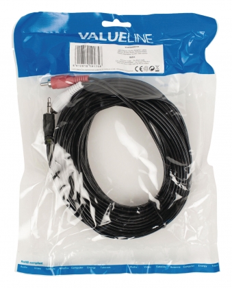 Stereo Audiokabel 3.5 mm Male - 2x RCA Male 15.0 m Zwart