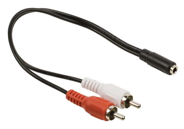 Stereo Audiokabel 2x RCA Male - 3.5 mm Female 0.20 m Zwart
