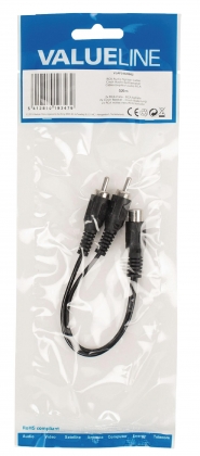 Subwooferkabel 2x RCA Male - RCA Female 0.20 m Zwart