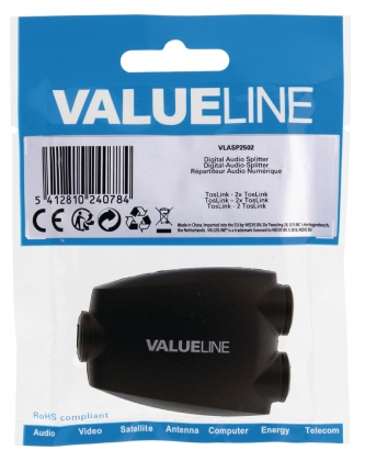 Digital Audio Splitter TosLink Female - 2x TosLink Female Zwart