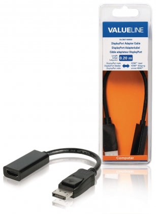 DisplayPort Kabel DisplayPort Male - HDMI Male 0.20 m Zwart
