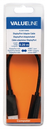DisplayPort Kabel DisplayPort Male - HDMI Male 0.20 m Zwart
