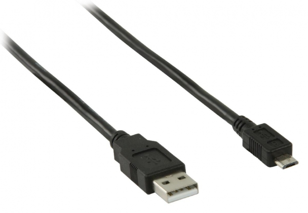 USB 2.0 Kabel USB A Male - Micro-B Male Rond 1.00 m Zwart