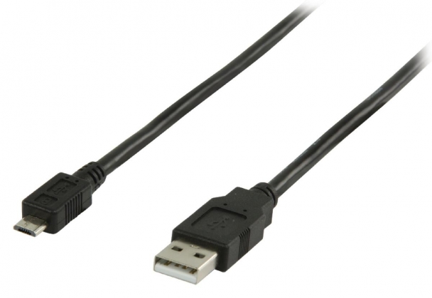 USB 2.0 Kabel USB A Male - Micro-B Male Rond 1.00 m Zwart