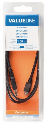 USB 2.0 Kabel USB A Male - Micro-B Male Rond 1.00 m Zwart