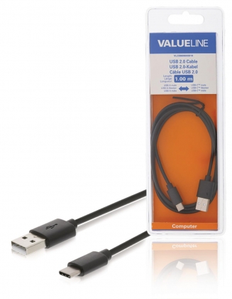 USB 2.0 Kabel USB-C Male - USB A Male 1.00 m Zwart