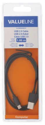 USB 2.0 Kabel USB-C Male - USB A Male 1.00 m Zwart