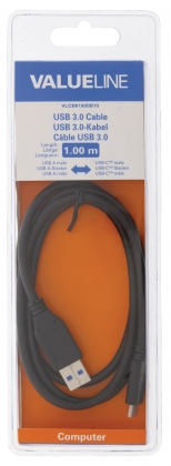 USB 3.1 Kabel USB-C Male - USB A Male 1.00 m Zwart