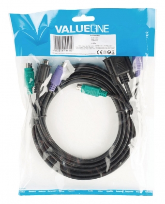 VGA Kabel VGA Male+ 2x PS2 Male - VGA Male+ 2x PS/2 Male 2.00 m Zwart