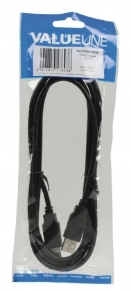 USB 2.0 Kabel USB A Male - USB A Male Rond 2.00 m Zwart