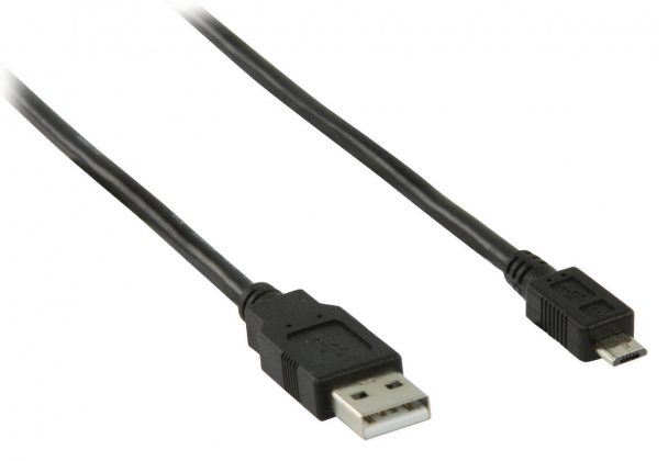USB 2.0 Kabel USB A Male - Micro-B Male Rond 0.50 m Zwart