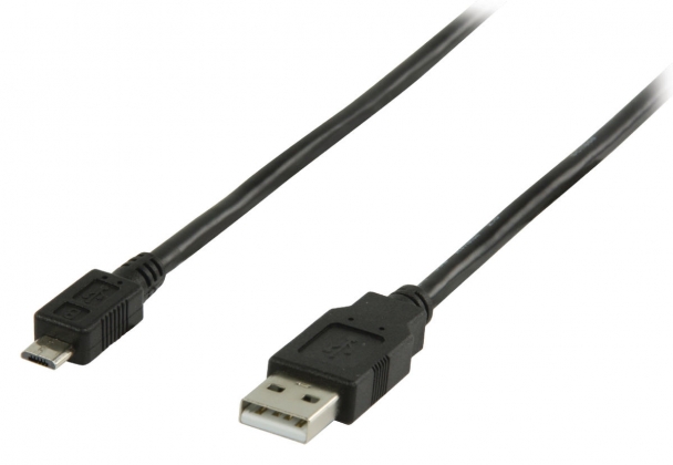USB 2.0 Kabel USB A Male - Micro-B Male Rond 0.50 m Zwart