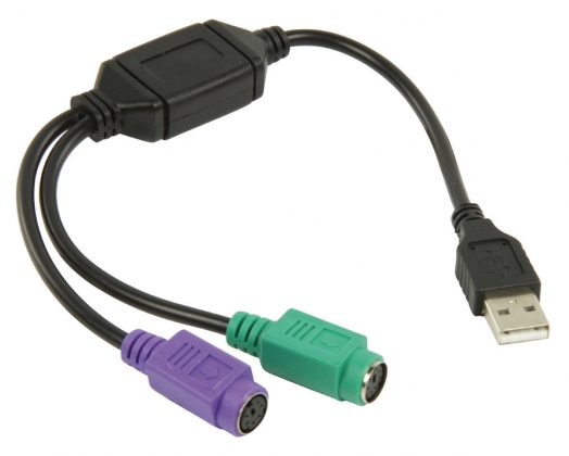 USB 2.0 Kabel USB A Male - 2x PS/2 Female 0.30 m Zwart