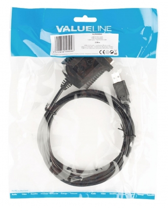 USB 2.0 Kabel USB A Male - Centronics 36-Pins Male 2.00 m Zwart