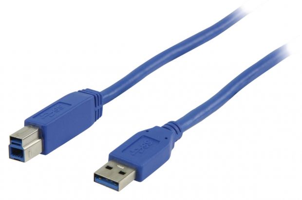 USB 3.0 Kabel A Male - B Male Rond 5.00 m Blauw
