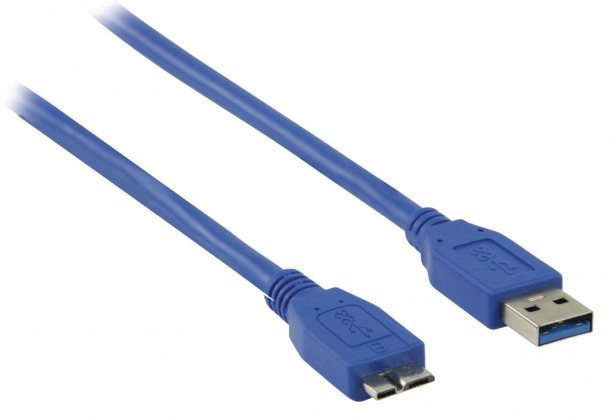 USB 3.0 Kabel USB A Male - Micro-B Male Rond 3.00 m Blauw