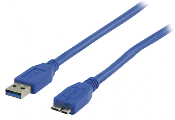 USB 3.0 Kabel USB A Male - Micro-B Male Rond 3.00 m Blauw