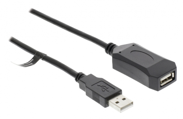 Actieve USB 2.0 Verlengkabel USB A Male - USB A Female 10.0 m Zwart