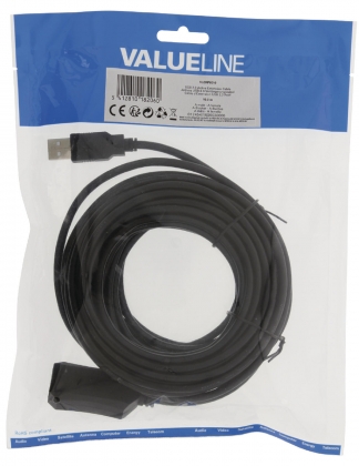 Actieve USB 2.0 Verlengkabel USB A Male - USB A Female 10.0 m Zwart