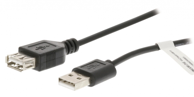 USB 2.0 Verlengkabel USB A Male - USB A Female 1.00 m Zwart