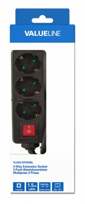 Stekkerdoos 3-Wegs 1.50 m Zwart - Geaard
