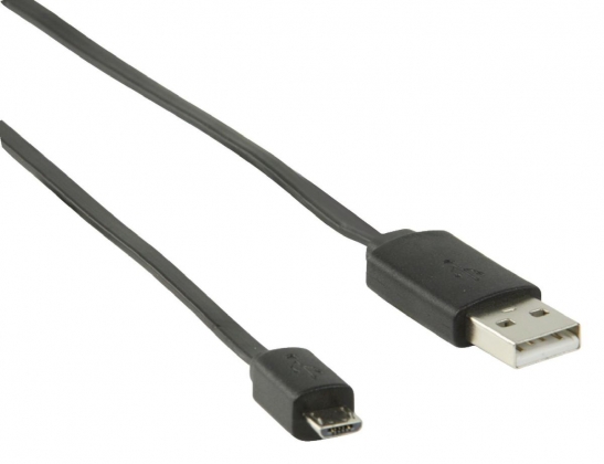 USB 2.0 Kabel A Male - Micro-B Male Plat 1.00 m Zwart